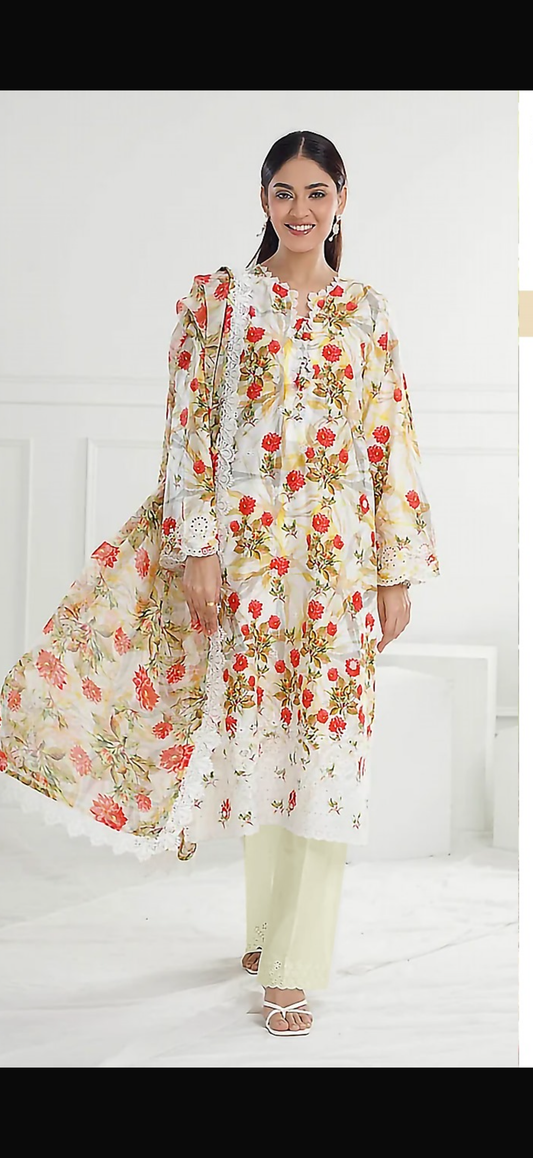 Gul Ahmed Winter 3-Piece Printed Linen