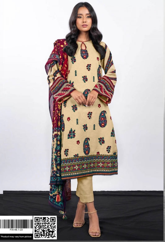 Alkaram Khaddar 3-Piece Golden Suit